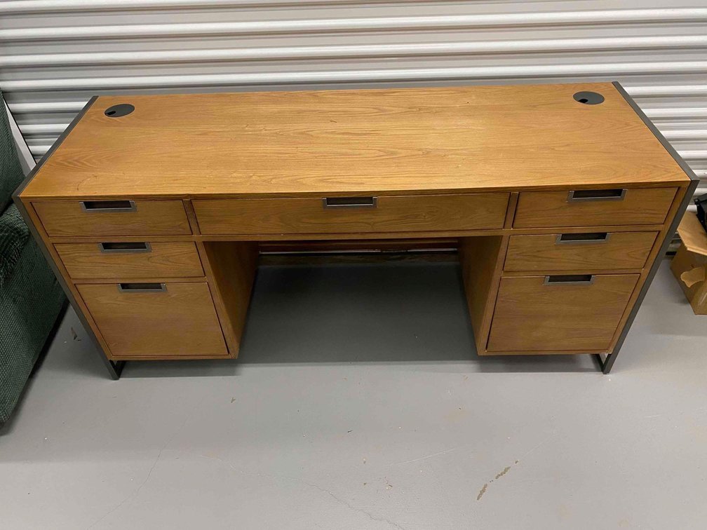 66" Long Wood Multi-Compartment Desk 