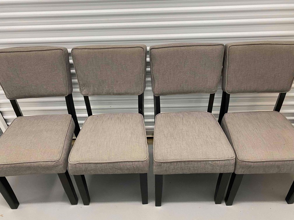 (X's 4) Gray Fabric Cushioned Dining Chairs 
