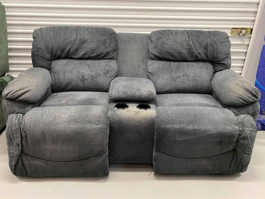 Dark Gray Colored Double Electric Recliner Loveseat 