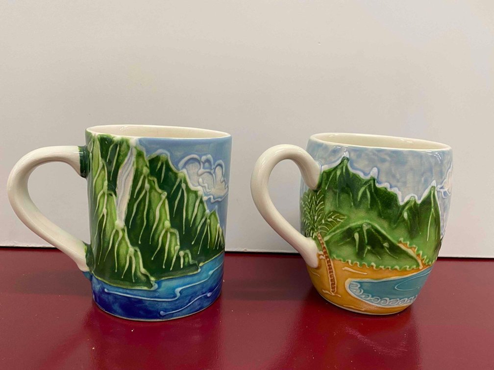 (X's 2) Banana Patch Studio Kauai Hand Painted Mugs