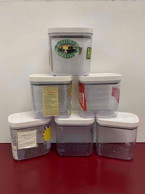 Set of Six Clear Plastic Storage Containers 