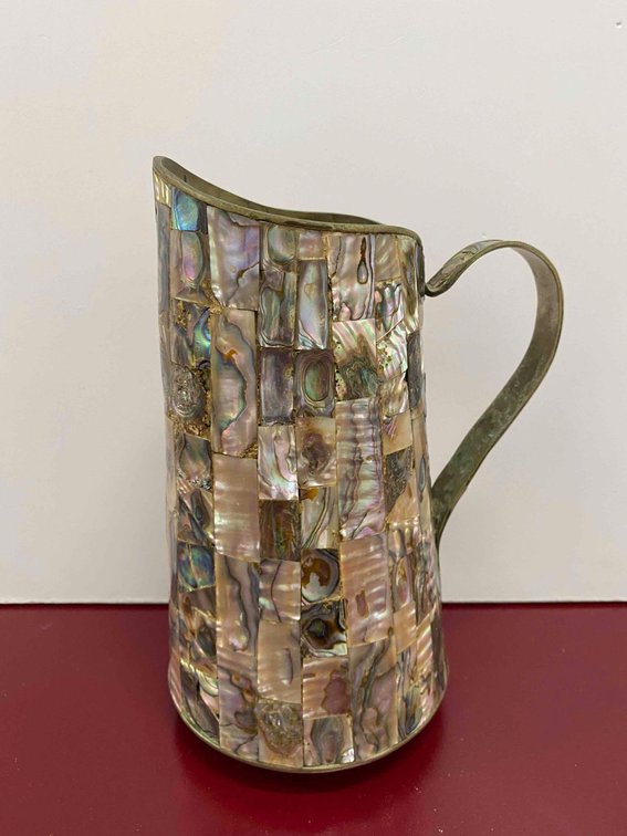 Mexico Alpaca Mosaic Style Pitcher with Abalone