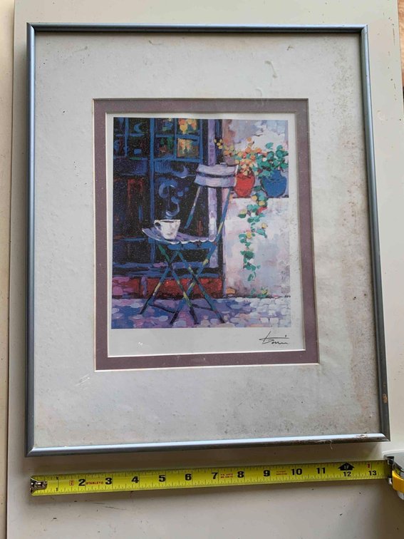 Seriolithigraph of outdoor cafe
