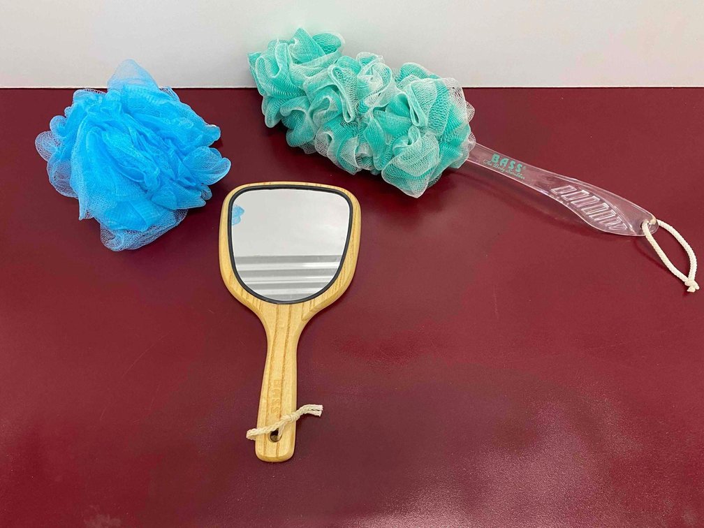 Hand Mirror and Wash Sponges 