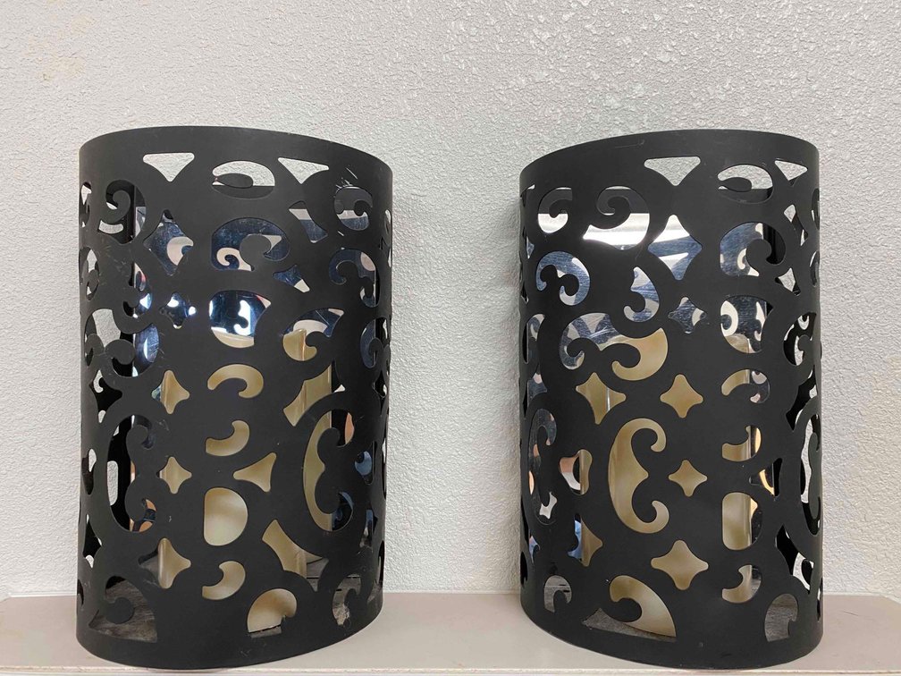 (X's 2) Black Metal Candle Wall Sconces 