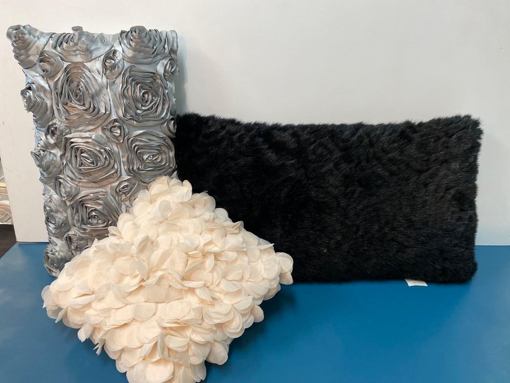 (X's 3) Black, Gray and White Accent Pillows 