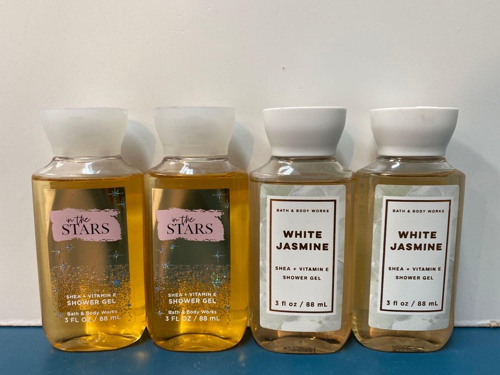 (X's 4) Bath & Body Works In The Stars and White Jasmine Shower Gel 