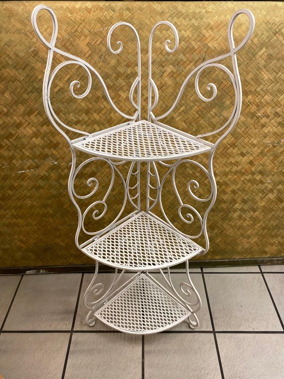Three Tier White Decorative Foldable White Corner Shelf 
