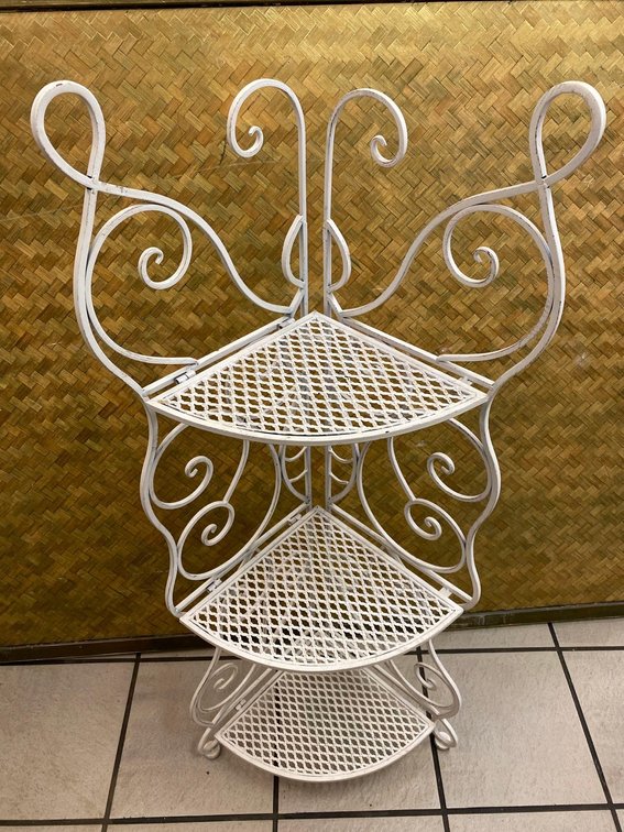 Three Tier White Decorative Foldable White Corner Shelf 