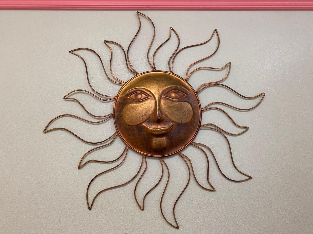 Metal Copper Sun Wall Decor 