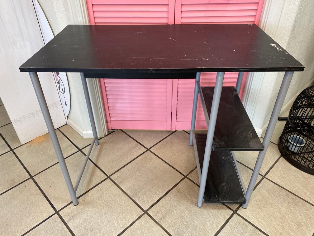 36" Long Black Laminate Desk with Shelves 