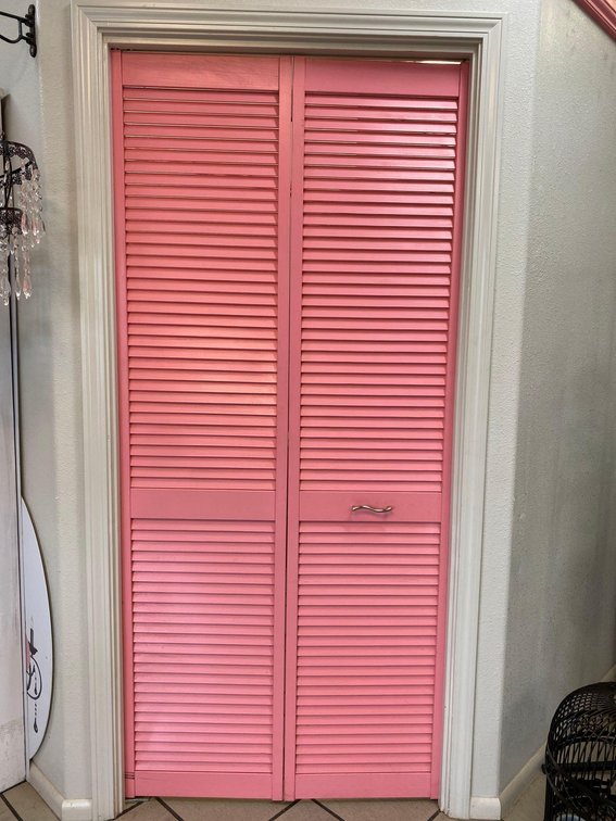 79" Tall Pink Two Panel According Door 