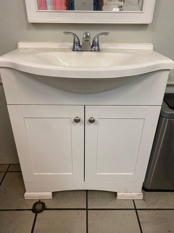 36" Tall White Double Door Cabinet Sink 