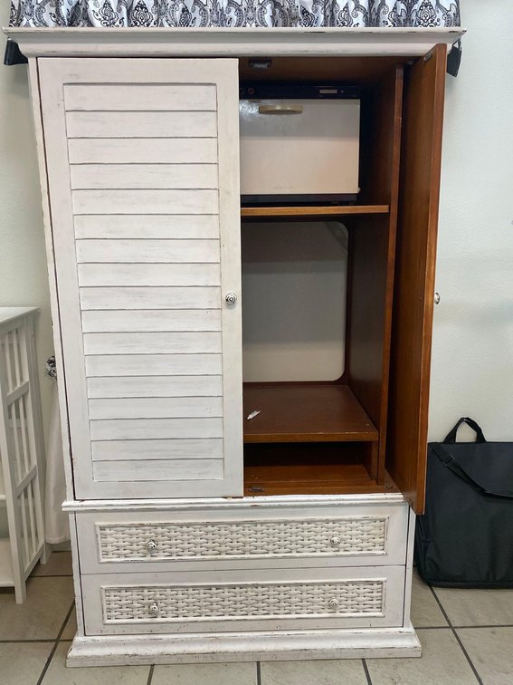 67" Tall White Sliding Hiding Door Cabinet 