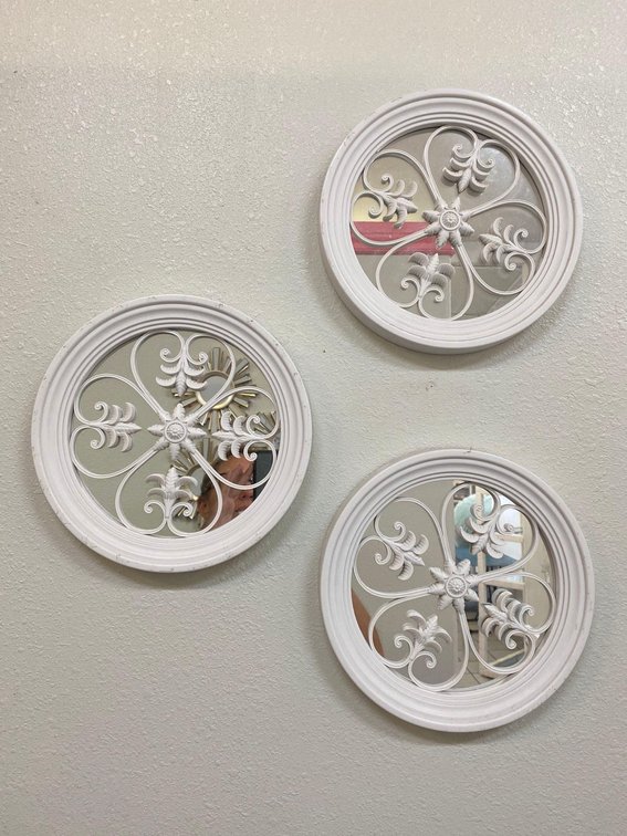 (X's 3) 10" Round Plastic Decorative Wall Mirrors 