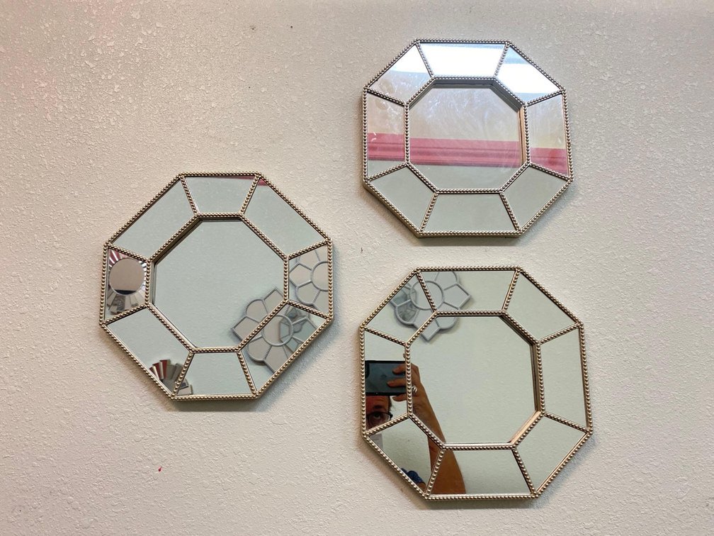 (X's 3) 10"  Octagon Plastic Decorative Wall Mirrors 