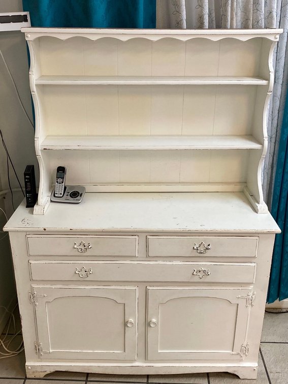 Two Piece Shabby Chic Cabinet Hutch