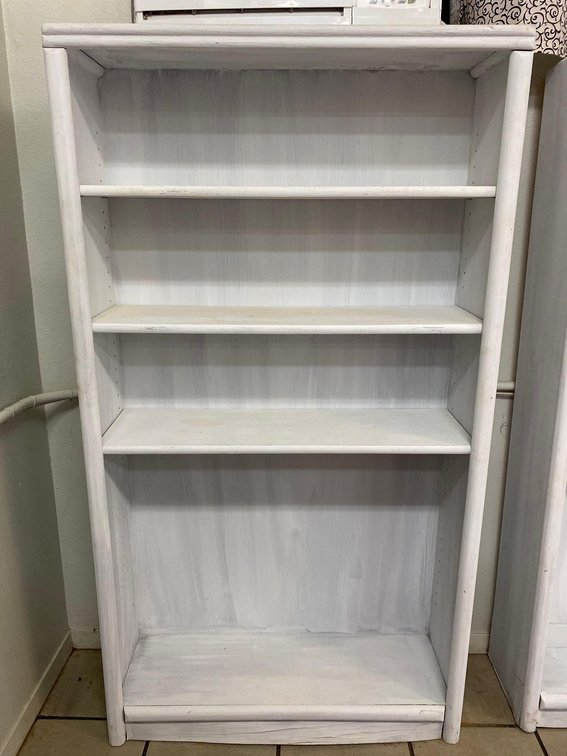 60" Tall White Shabby Chic Bookcase