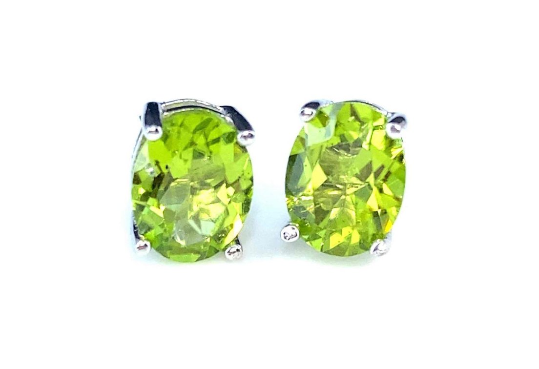 Peridot Stone Stud Earrings
