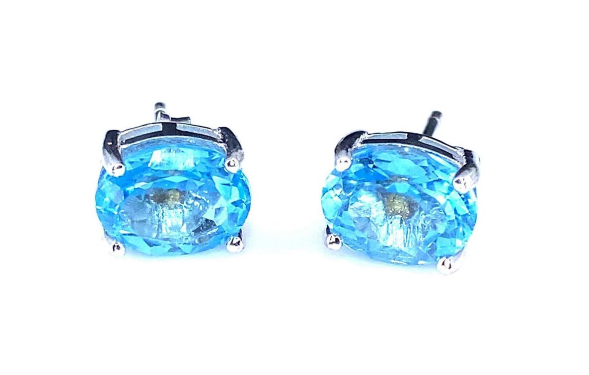 Blue Topaz Stone Stud Earrings