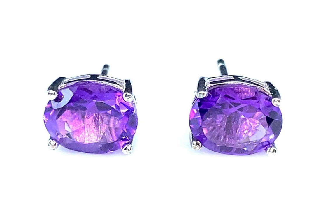 Amethyst Stone Stud Earrings
