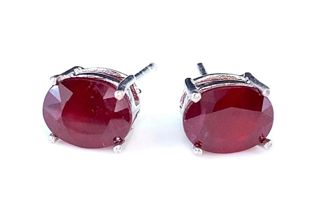 Ruby Stone Stud Earrings