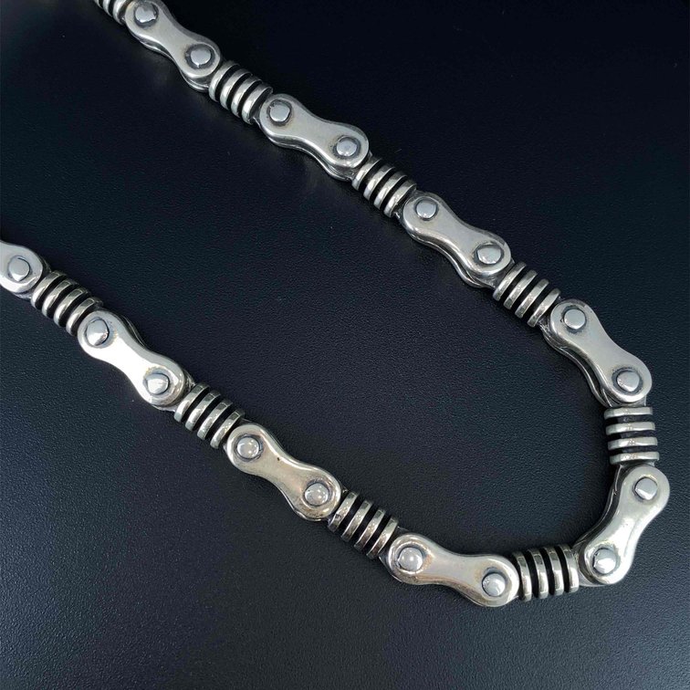 Sterling Silver 925 22" Gear Roller Chain 