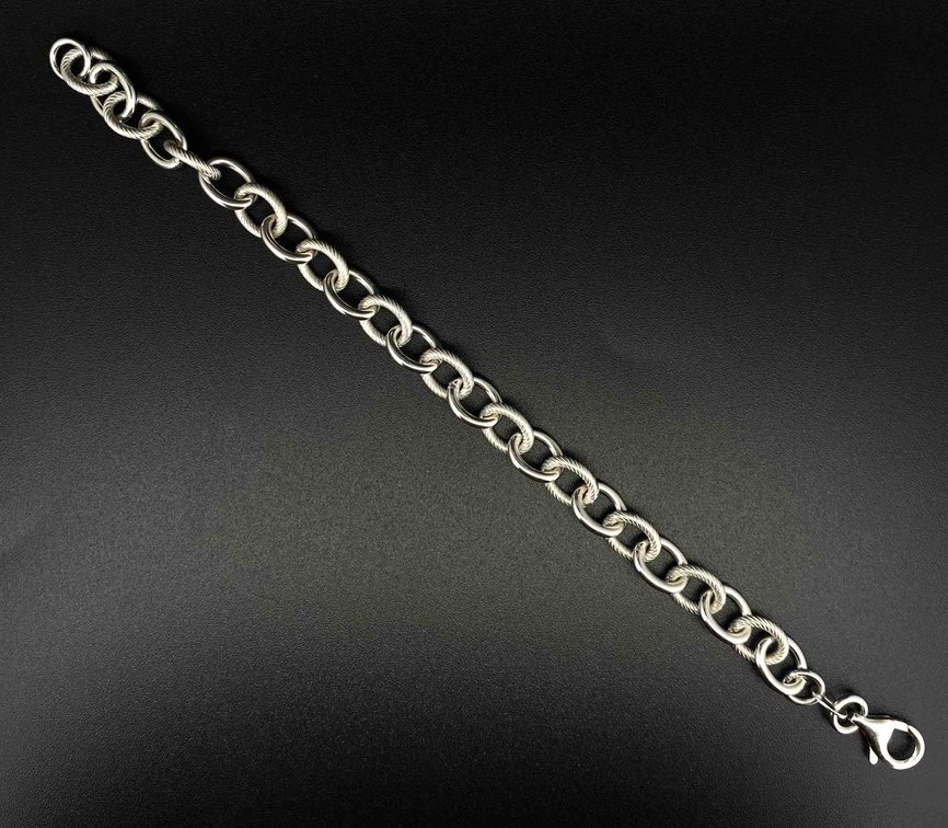 Sterling Silver 925 Finish with Rhodium 7" Link Bracelet 
