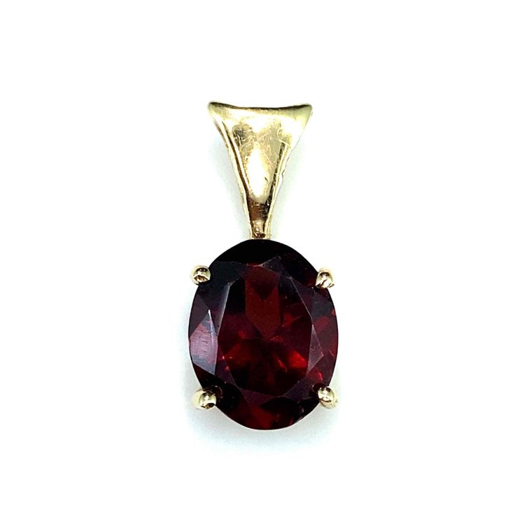 Estate 14K Gold Garnet Stone Pendant 
