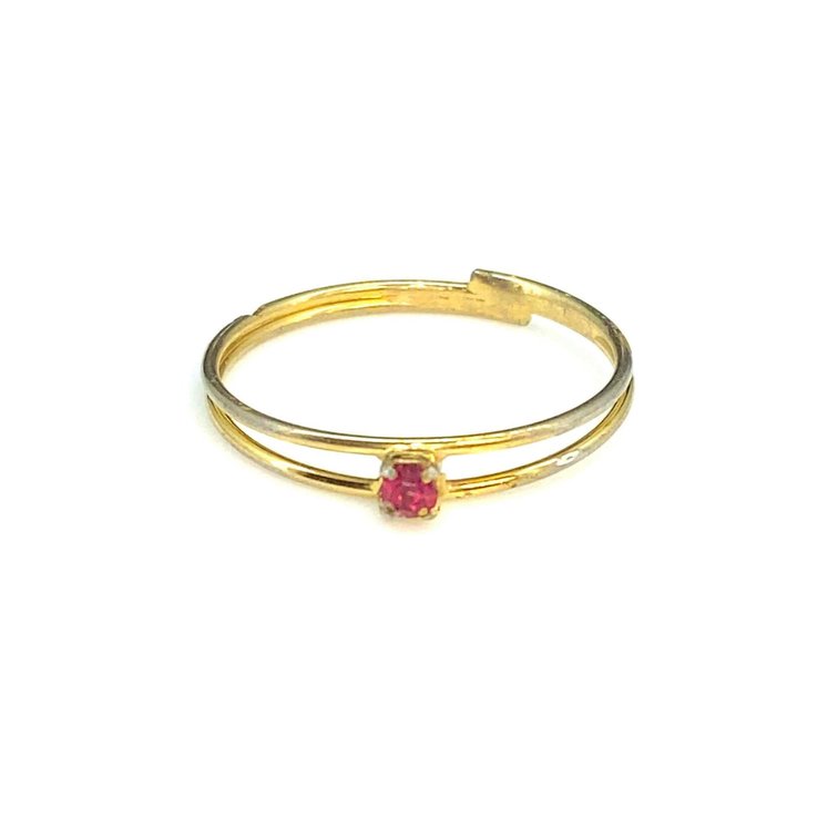 Dainty Gold Colored Garnet Stone Ring Size 4