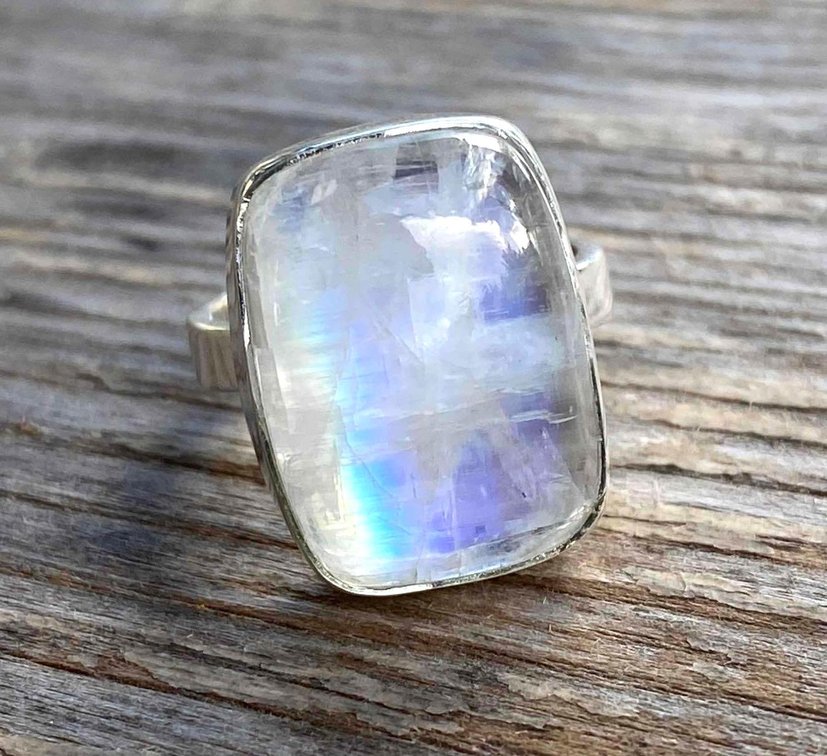 Rainbow Moonstone Ring Size 6