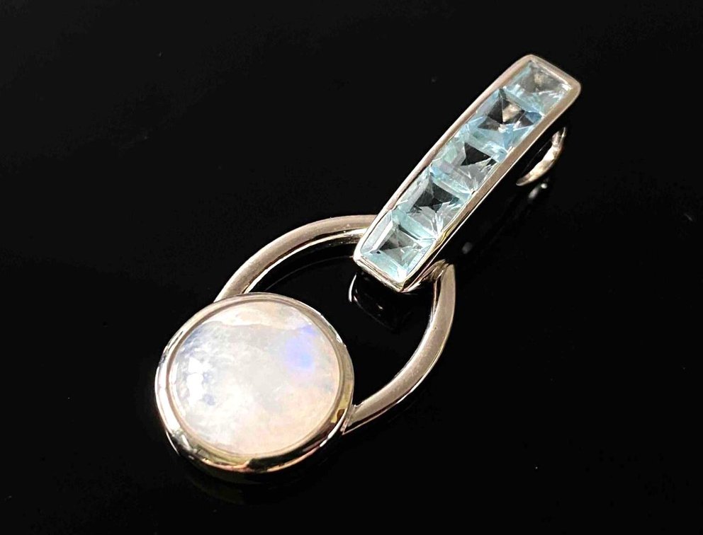 Rainbow Moonstone and Topaz Pendant