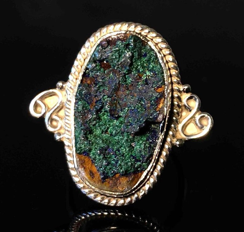 Azurite Druzy Ring Size 8