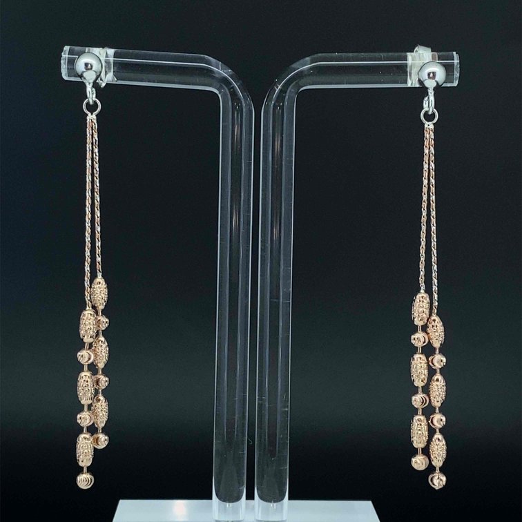 Sterling Silver 925 Rose Gold Colored Dangle Earrings 