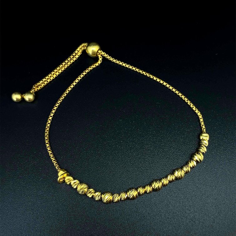 Sterling Silver 925 Gold Colored Adjustable Bracelet
