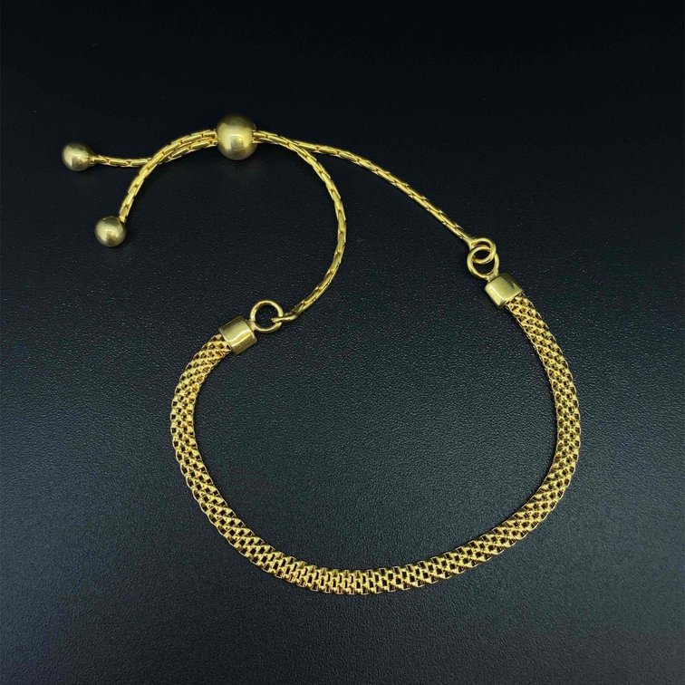 Sterling Silver 925 Gold Colored Adjustable Bracelet