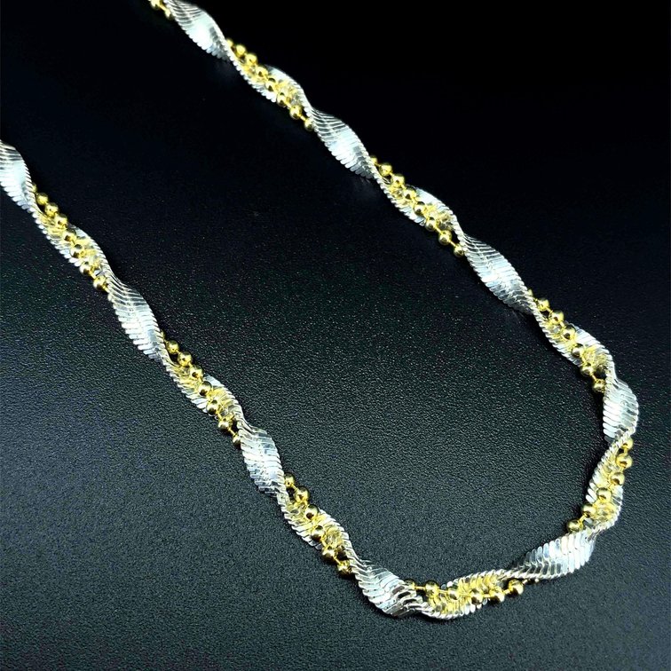 Sterling Silver 925 Gold and Silver Colored Twisted 16" Necklace
