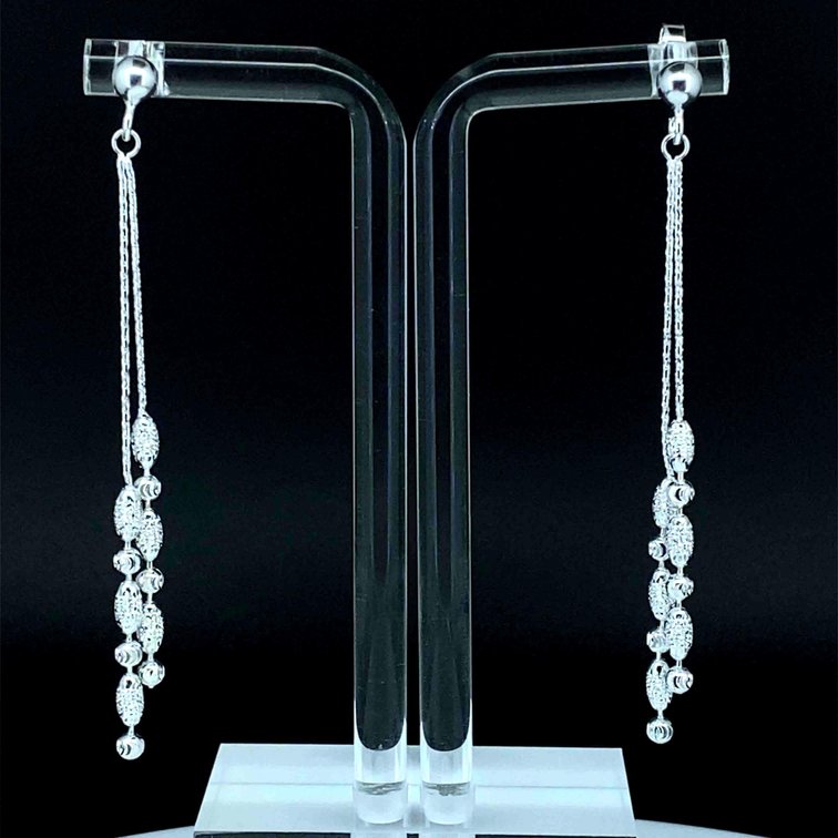 Sterling Silver 925 Dangle Earrings with Clear Stone Accent 