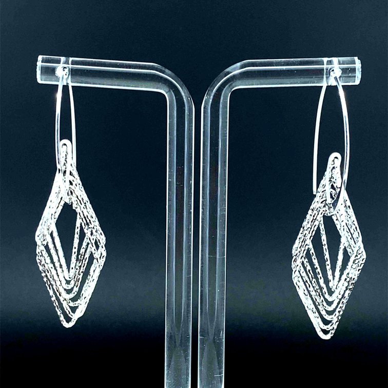 Art Deco Old Hollywood Style Sterling Silver 925 Dangle Earrings