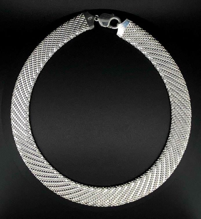 Sterling Silver 925 16" Collar Popcorn Style Necklace Chain 