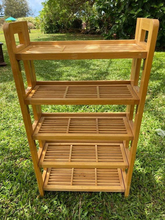 Five Tier Light Wood Collapsible Shelf 