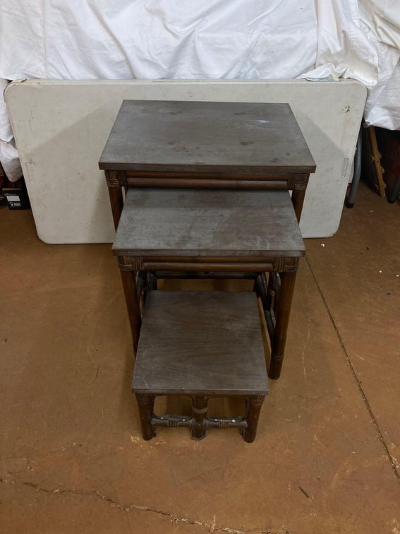 Set of Three Vintage Island Style Nesting Tables 