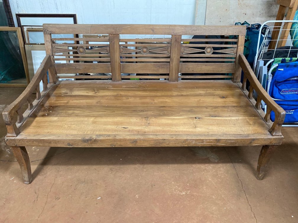 78" X 38" Hand Carved Teak Lounge Bed / Bench 