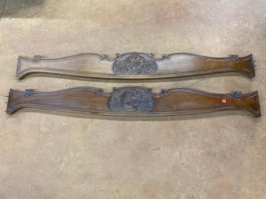 (X's 2) Vintage Hand Carved 75 1/2" Long Bed Frame Siding 
