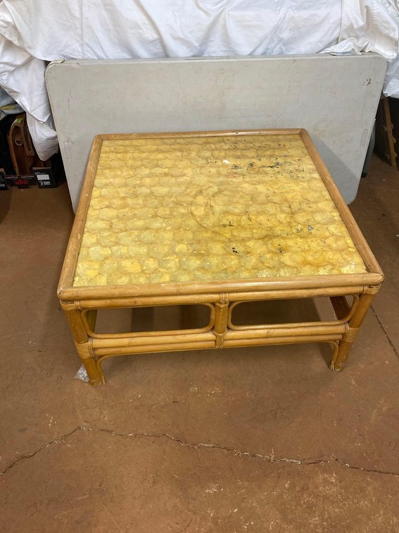 Vintage 30" Square Low Laying Island Style Coffee Table 
