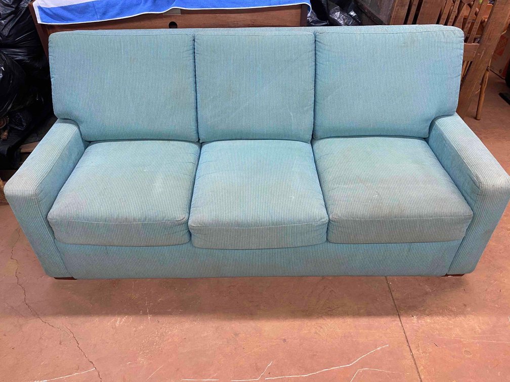 79" Long Teal Colored Couch with Pull Out Bed 