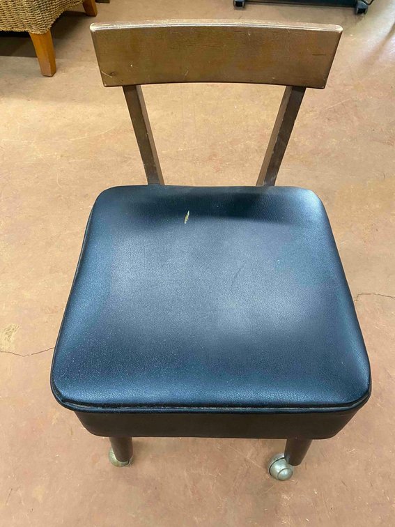 Black Seat Wood Mid Back Framed Chair