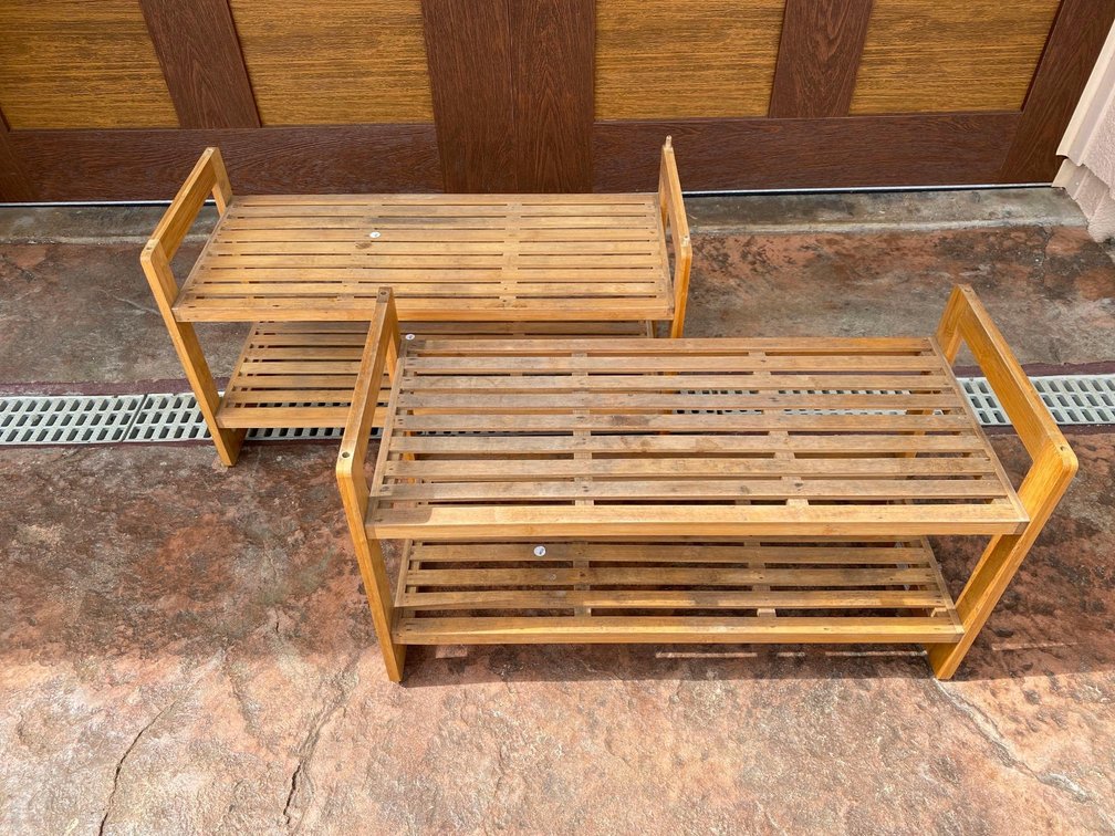 (X's 2) Trinity Stackable Bamboo Outdoor Shoe Rack 
