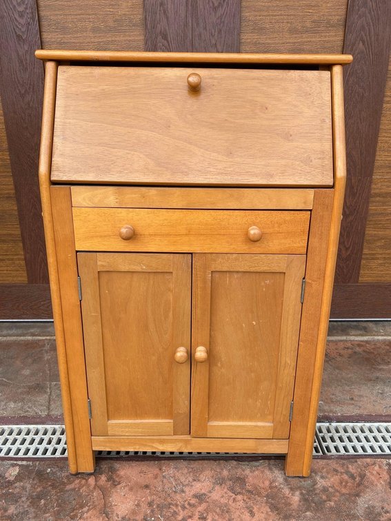Drop Front Secretary Desk With Below Cabinet and Drawer