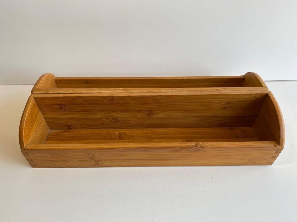 17" Long Wood Two Section Tray 
